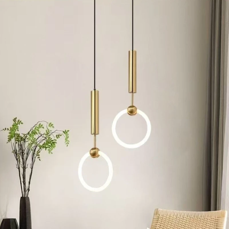 Minimalist Led Ring Pendant Lamp Fixture Indoor Lighting Bedroom Hanging Light Home Decoration Lighting Gold Droplight Kitchen