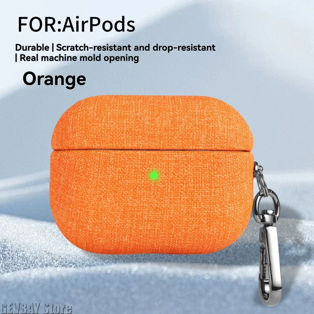Luxury Real Cloth Fabric Hard Cover for Airpods Pro 3 Pro2 Colorful All Inclusive Earphone Case with Carabiner