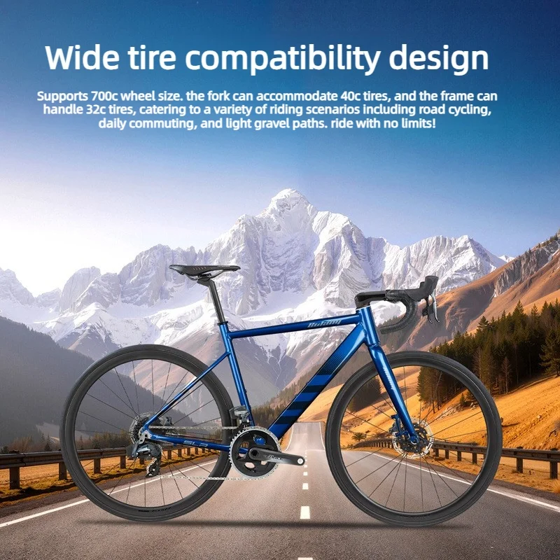 BOLANY SRL 700C Cuadro de Bicicleta de Carretera de Aluminio 6061 con Freno de Disco, Cableado Semi-Interno, QR/Eje Pasante, Tija de Sillín de 27.2mm para Todo Terreno