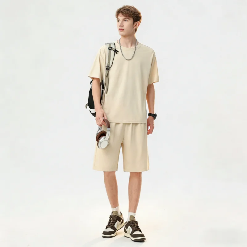 

2026 T-shirts Sets Mens Summer Outfit Set New Man Outfit Set Ice Silk Man 2 Piece Outfit Set Sport Sweatsuits for Man