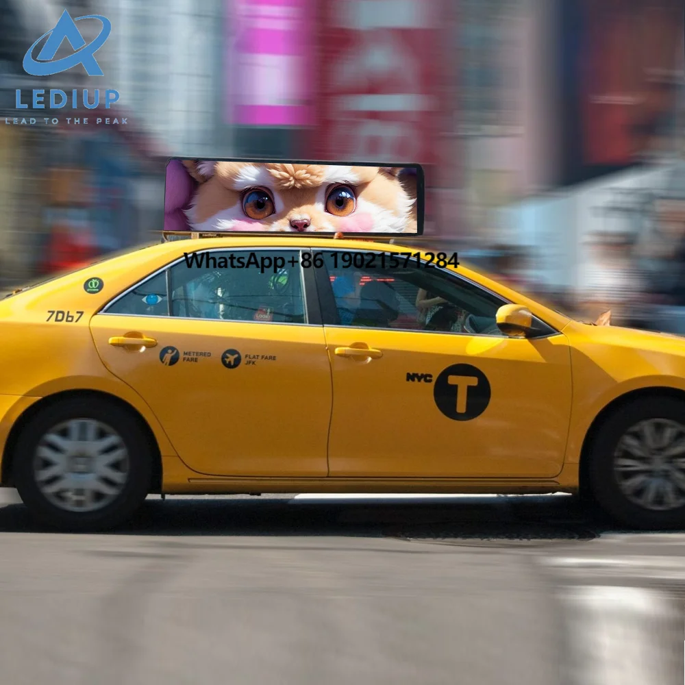 

LEDIUP High Quality Outdoor Taxi Top P2.5 P3 P4 Led Digital Display Full Color 4G Wifi GPS USB Taxi Advertising Screen Display