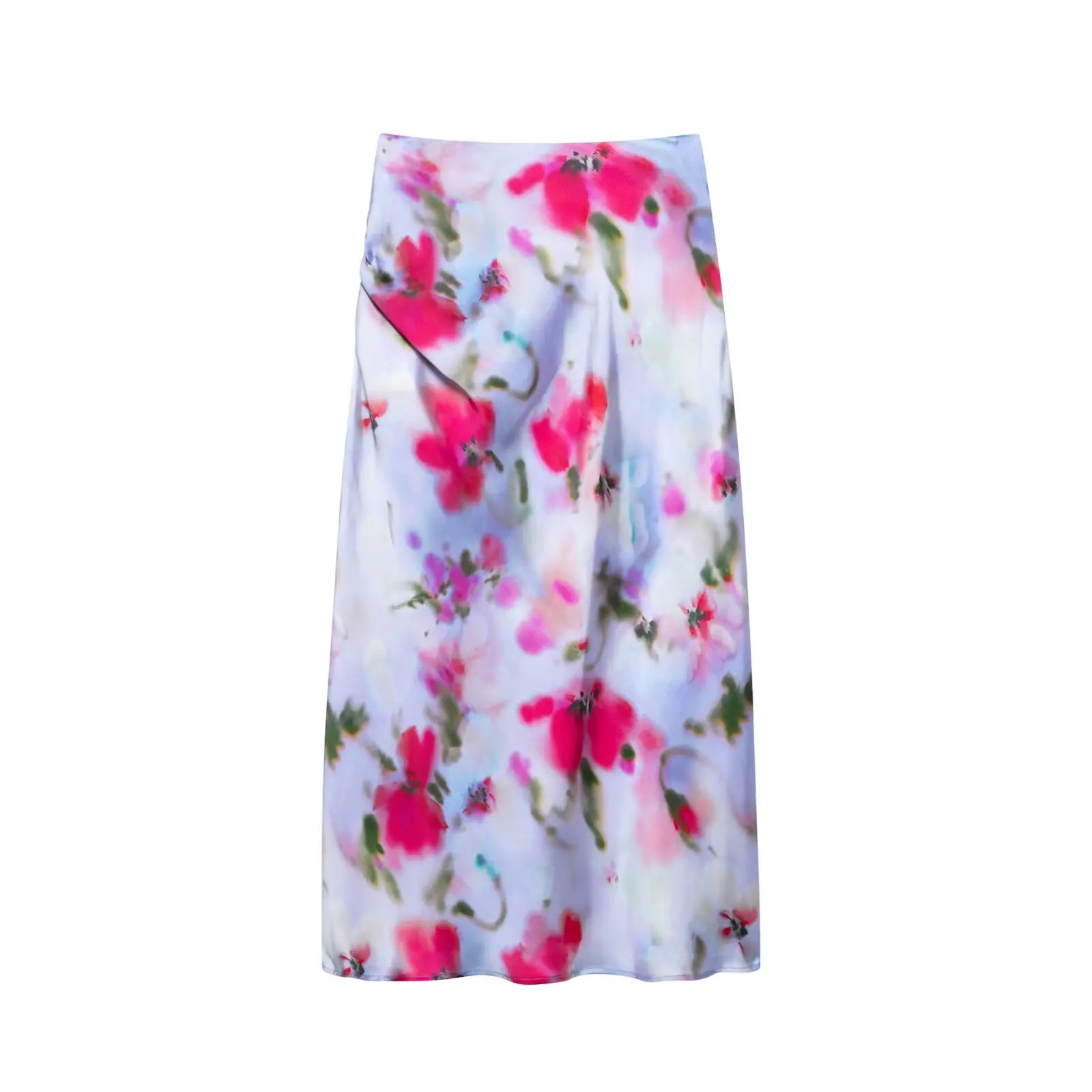 DUOPERI Women Fashion 2025 New Printed Pleated Lace Up Front Slit Midi Skirt Sexy Side Zipper High Waist Female Chic Lady Skirts