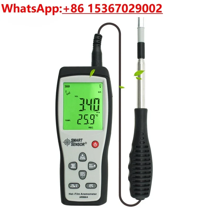 Rechargeable AR866A Handheld Thermal Anemometer, Micro Anemometer, Wind Measurement Instrument, High Precision