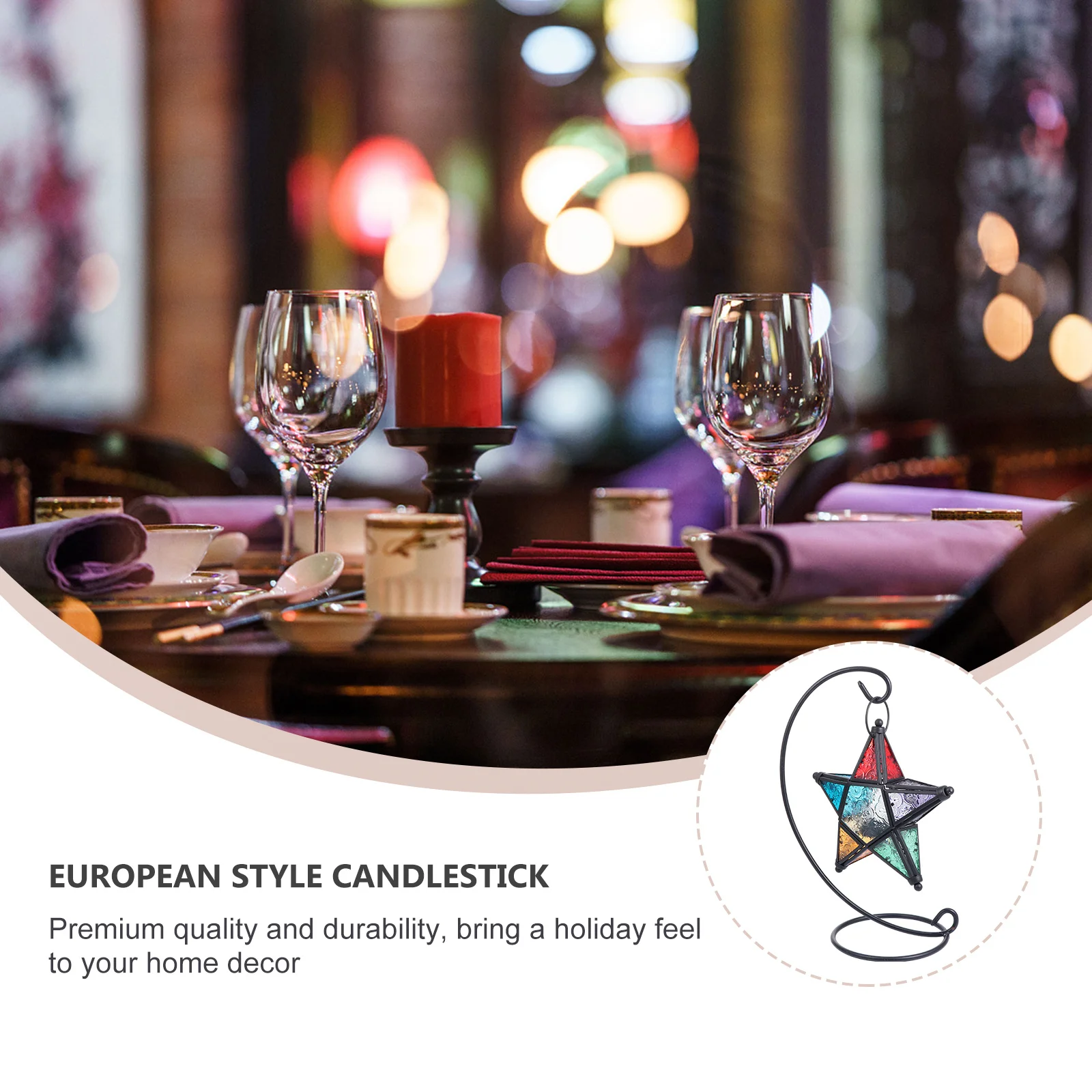 

1Pcs Moroccan Glass Star Candlestick Premium Iron and Glass Material Chic Tabletop Decor for Parties Hotels Desktop Ornament