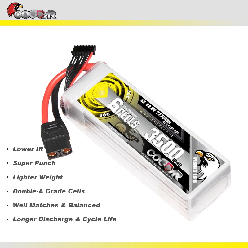 CODDAR MAX 160C 22.2V 3500mAh Lipo Battery For RC Quadcopter Helicopter Boat Drones Spare Parts 80C 2S Rechargeable Battery