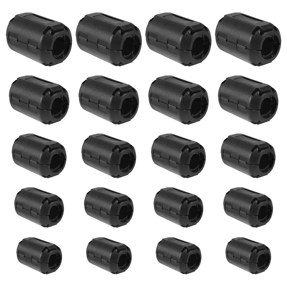 20 шт., зажим с ферритовым кольцевым сердечником, RFI, зажим для кабеля шумоподавления для кабеля диаметром 3 мм/5 мм/7 мм/9 мм/13 мм, черный