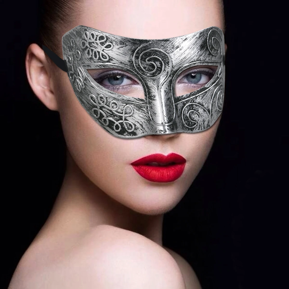 

Greek Roman Fighter Masquerade Mask for Men Silver Hard Plastic 17x9x8cm Halloween Party Costume Accessory Dance Ball Masks