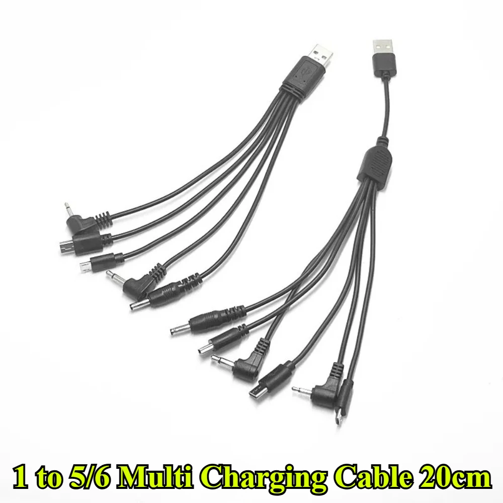 1 To 5/6 Multi Charging Cable USB Male To Type-C/Micro/Mini USB/DC2.5/3.5mm/3.5mm Small Needle Audio Plug Charger Cord Connector
