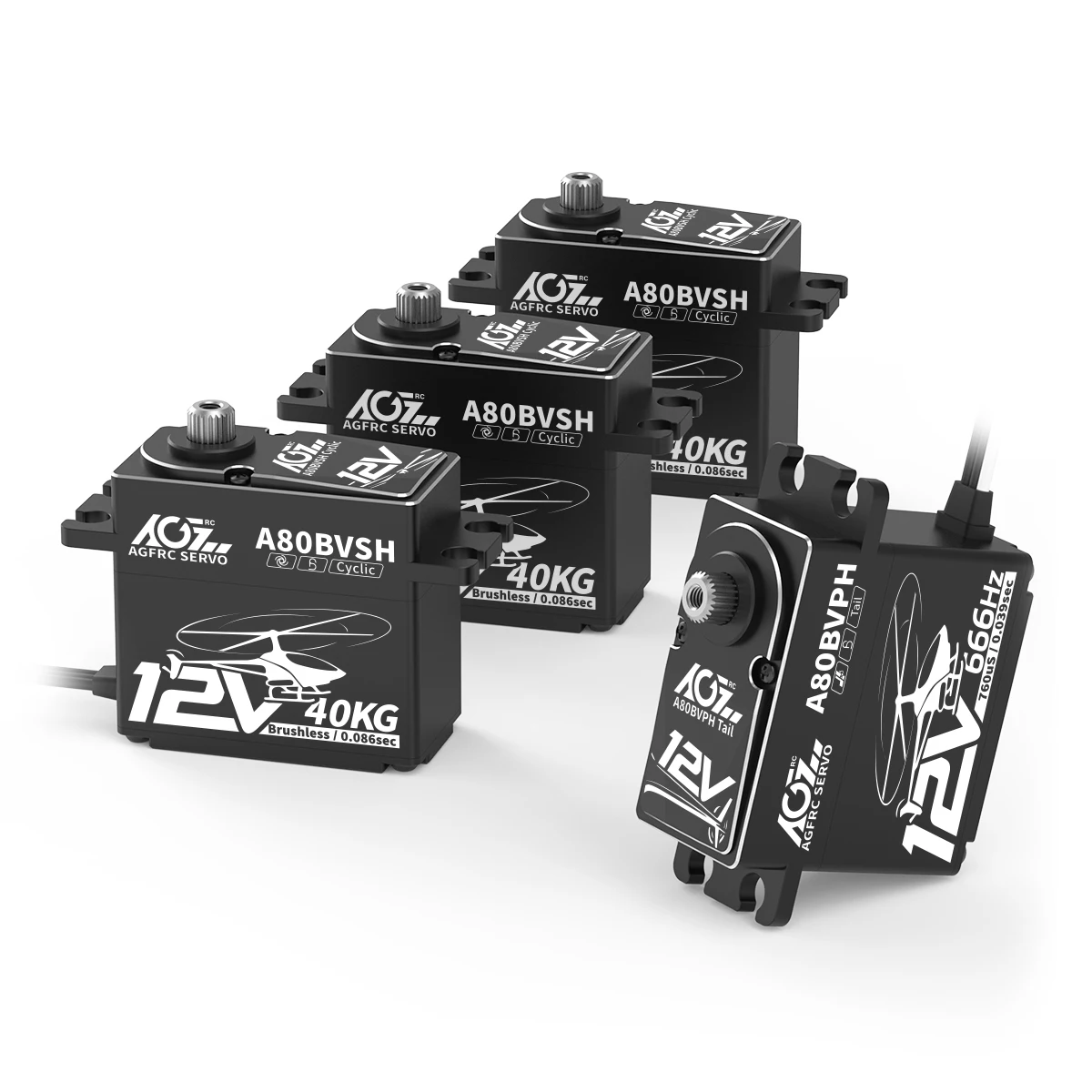 AGFRC A80BVSH Cyclic 40KG&A80BVPH Tail 20KG All-Aluminum Shell 12V Programmable Brushless Digital Servo For Helicopter