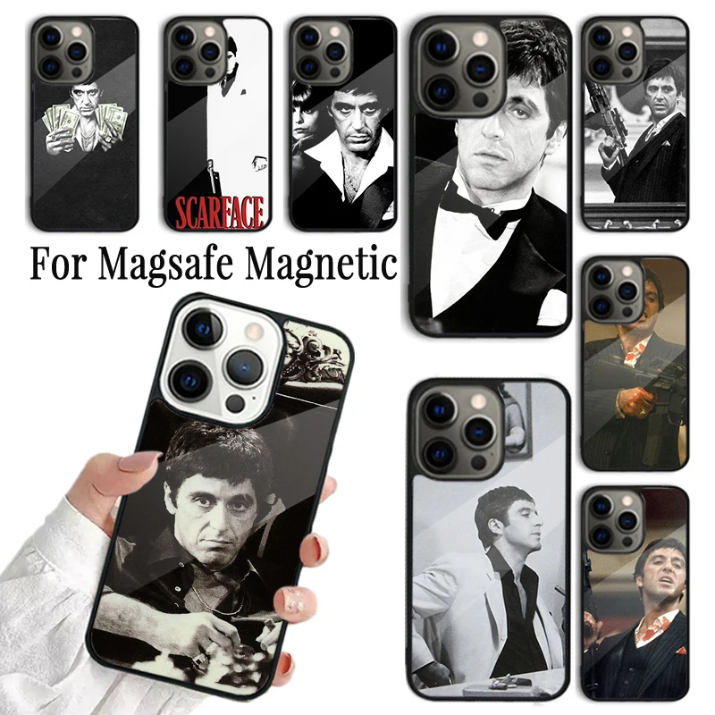 Coque Phone Case For iPhone 16 15 14 13 12 11 Pro Max Plus Magsafe Magnetic Wireless Cover Tony Montana Scarface Al Pacino