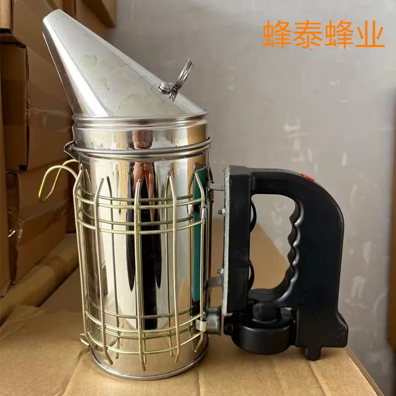 Black-handle electric smoke sprayer, bee fumigator, outlet type bee tool, rechargeable electric pointed stainless steel smoke sp