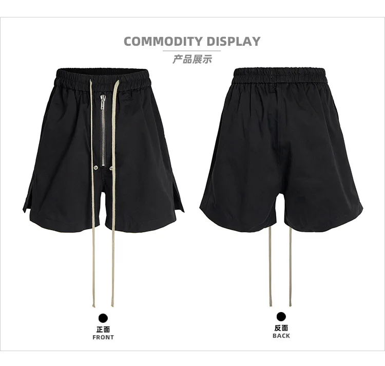 MIJKO Men's Side Split Boxing Shorts Black Elastic Waist Drawstring Five-Quarter Length Pants 8488