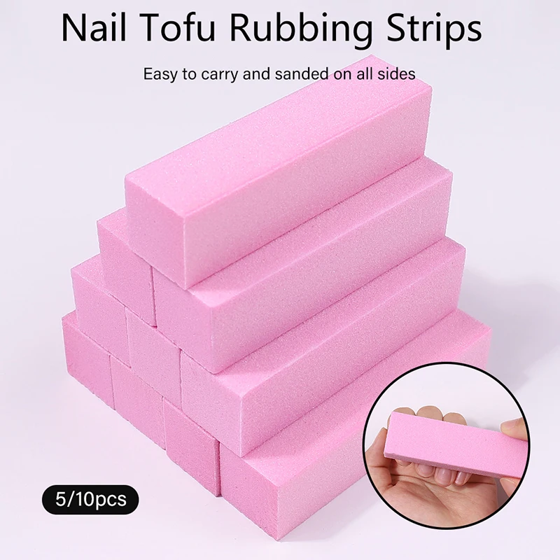 5/10Pcs Pink Buffing Sanding Files Block Pedicure Manicure Care Sponge Nail Art Buffer Grindig Polishing No Hurt Nail Art Tools