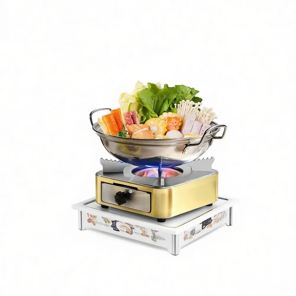 Stainless Steel Furnace Dry Pot Base Drawer Design Efficient Heating Stove For Home Kitchen Restaurant Party Supply