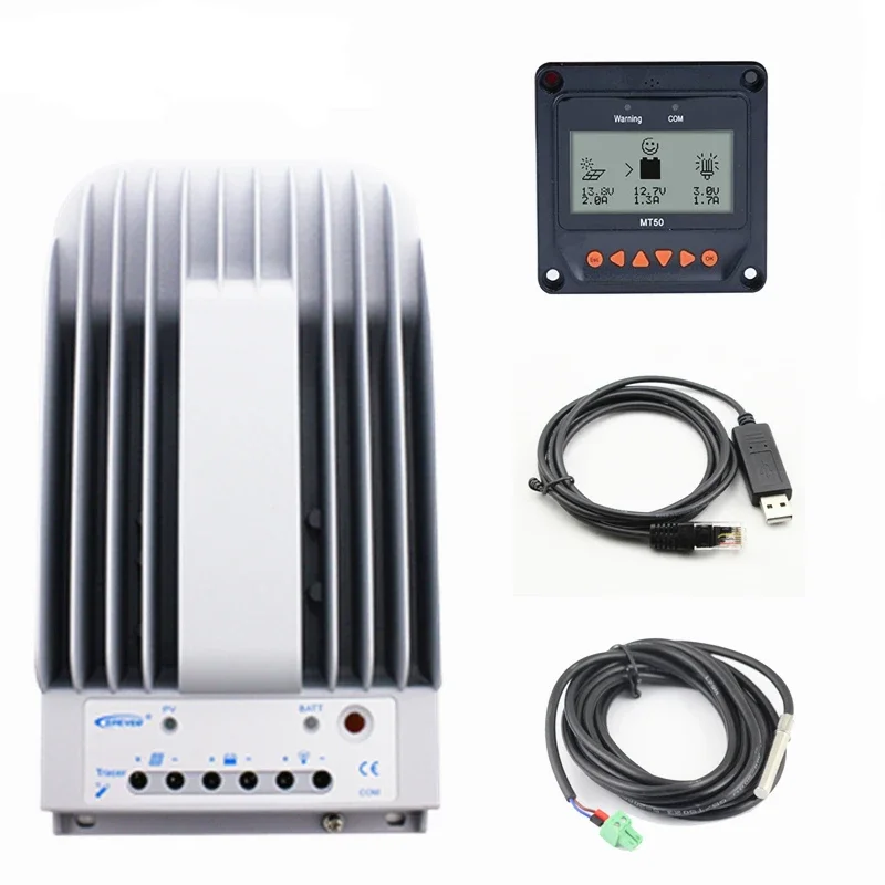 EPEVER MPPT Charge Controller 40A Solar Panel  MT50 Remote Meter + Temperature Sensor  USB Monitoring Cable