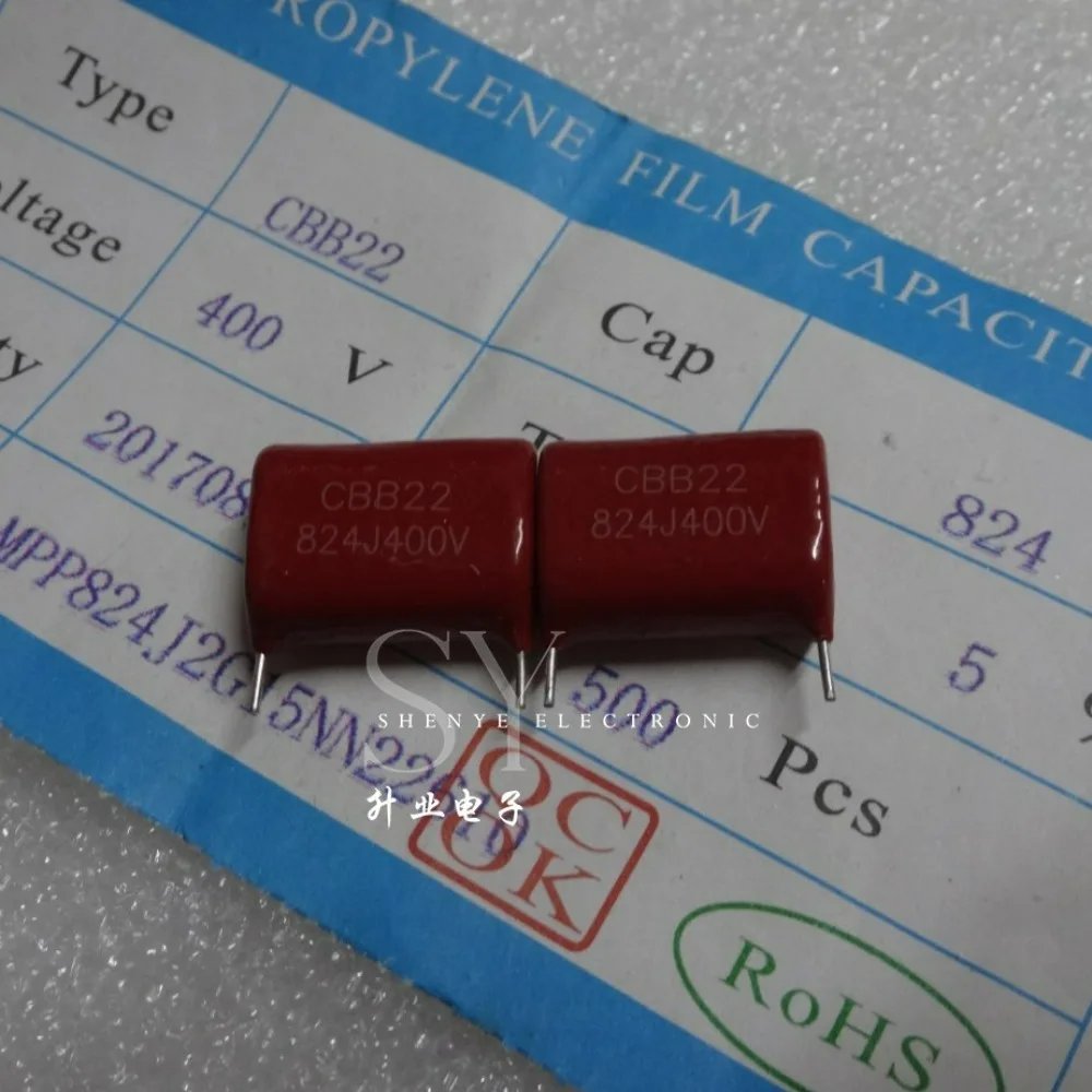 5pcs/lot CBB22 0.82uf 400V 820nf u82 824 J Brand New 15mm CBB Metallized Film Capacitor MPP824J2G15NN22610