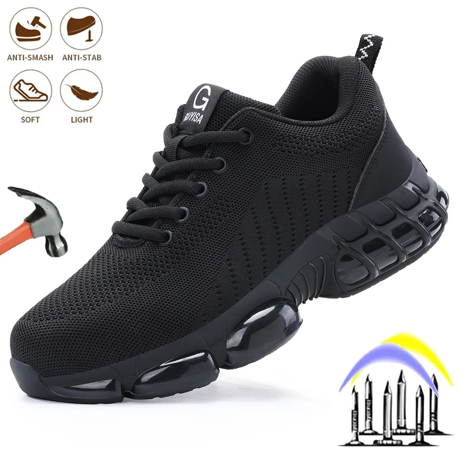Mens Steel Toe Work Boots Impact Resistant Steel Toe Cap Lightweight Comfortable Industrial Safety Boots Wear Resistant Durable Construction Footwear Full Sizes for Men Women Ideal Labor Day Father’s Day Gift