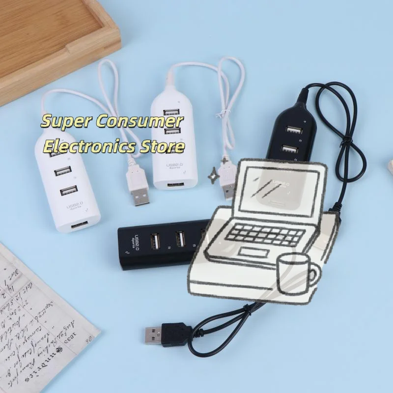 4 Port USB 2.0 Hub Splitter High Speed Data Transfer Adapter 1/2/3Pcs Optional for Laptop Desktop PC Home Office Use