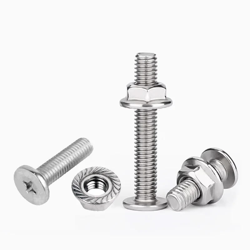 304 Edelstahl CM Ultradünne Kreuzschlitzschrauben mit großem Flachkopf, Flanschmuttern-Kombinationsschrauben, Muttern-Set M3-M6, 10-20 Stück – Detail 6