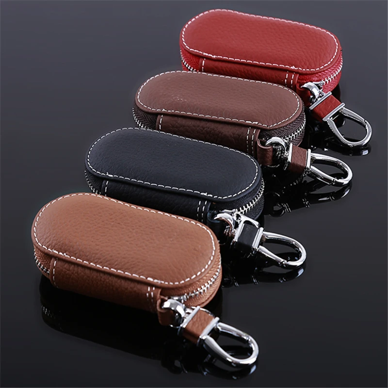 Unisex PU Leather Key Case For Car Key Wallets Men Key Holder Housekeeper Keys Organizer Keychain Covers Zipper Key Case Bag