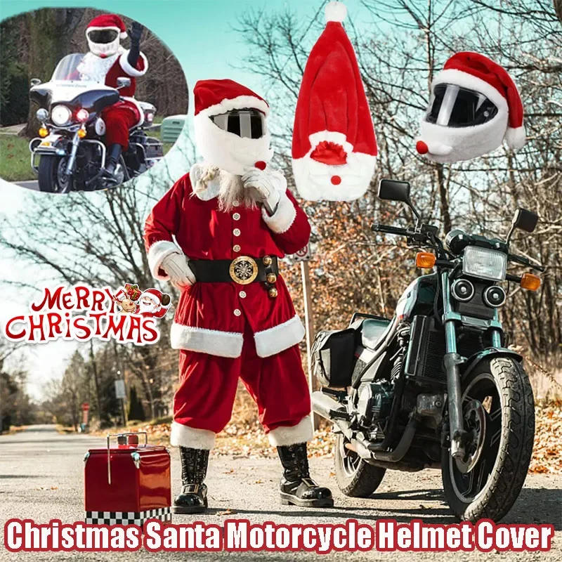 

Santa Motorcycle Helmet Cover Helmet Decor for Christmas Cycling Full Face Hat Christmas Gift Helmet Cover