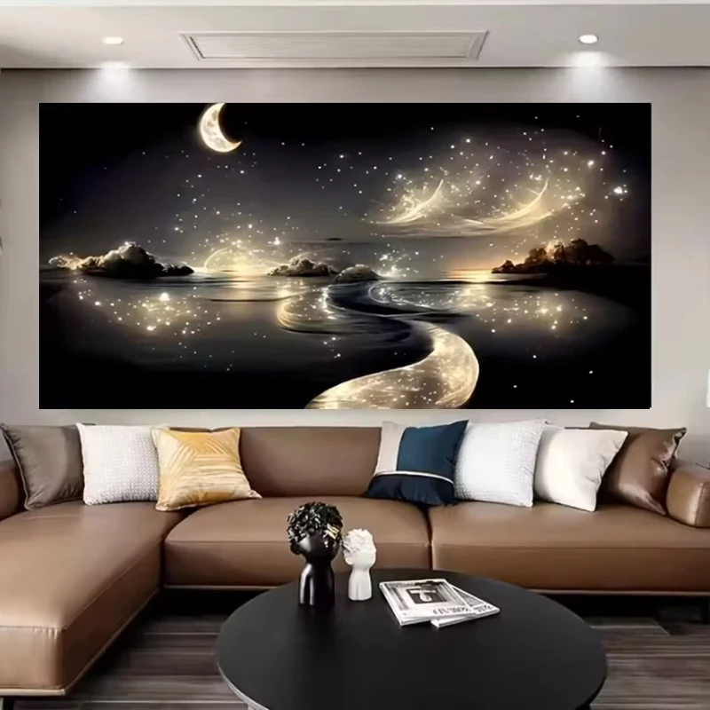 

Night Moon And Stars Scenery 5D Diy Diamond Painting Full Square Round Diamond Art Mosaic Home Decor