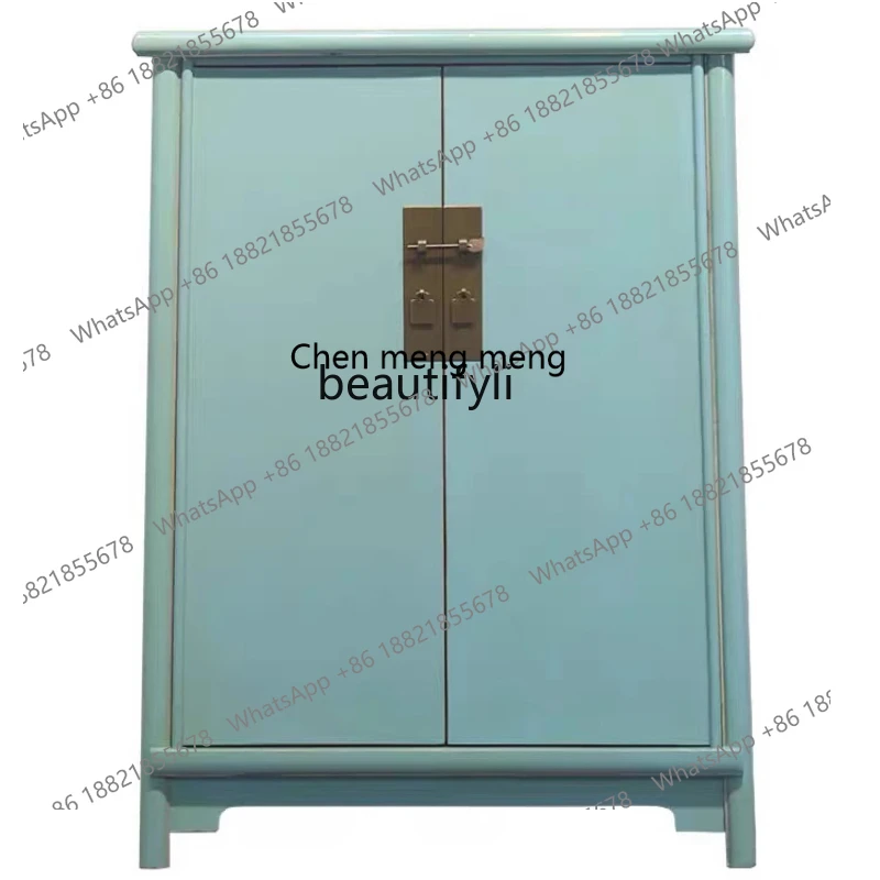 solid wood porch cabinet, environmentally friendly color paint elm shoe cabinet, retro storage foyer quality display cabinet