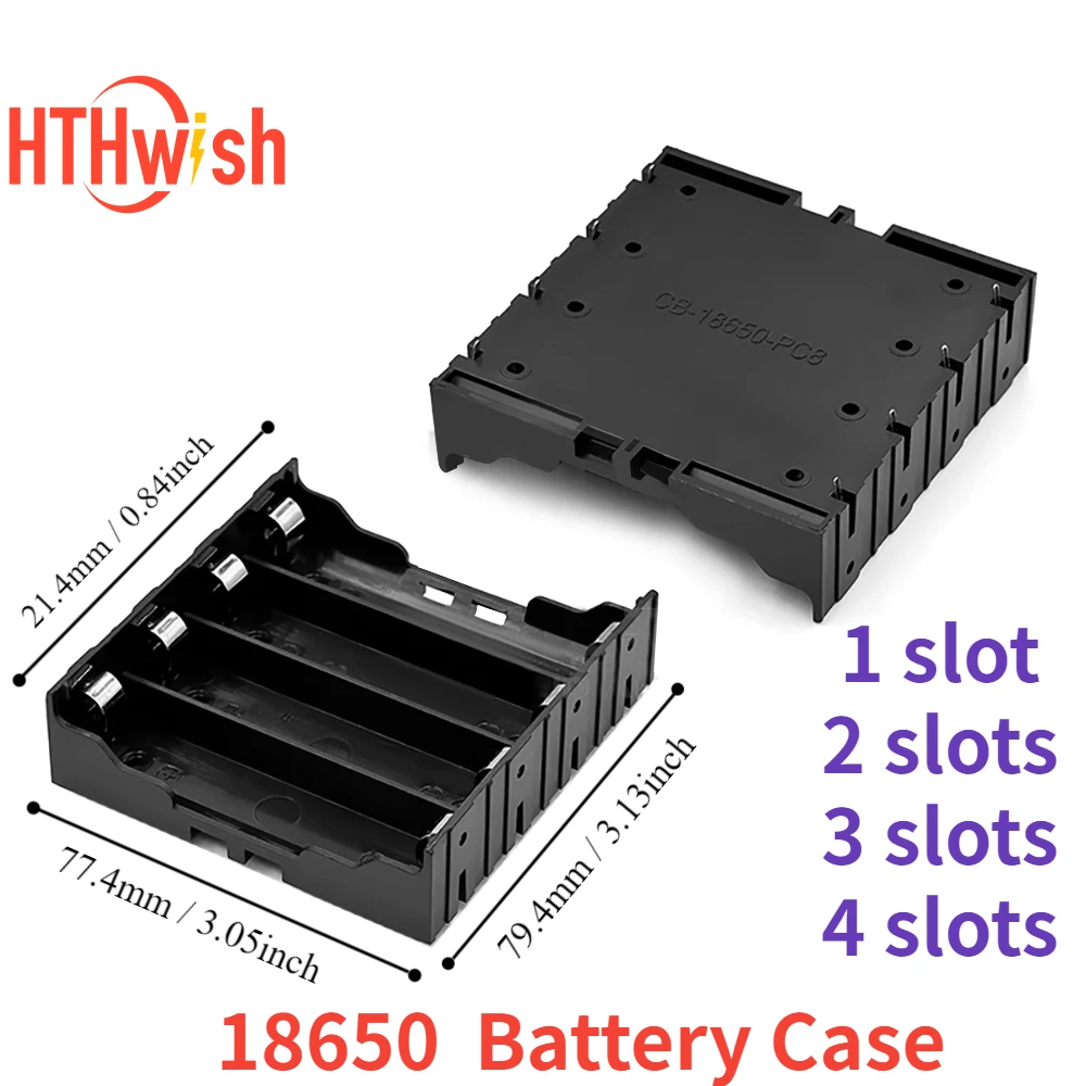 1 Pc 18650 Black Plastic Battery Case 1/2/3/4 Slots DIY Lithium Battery Case/18650 Battery Holder