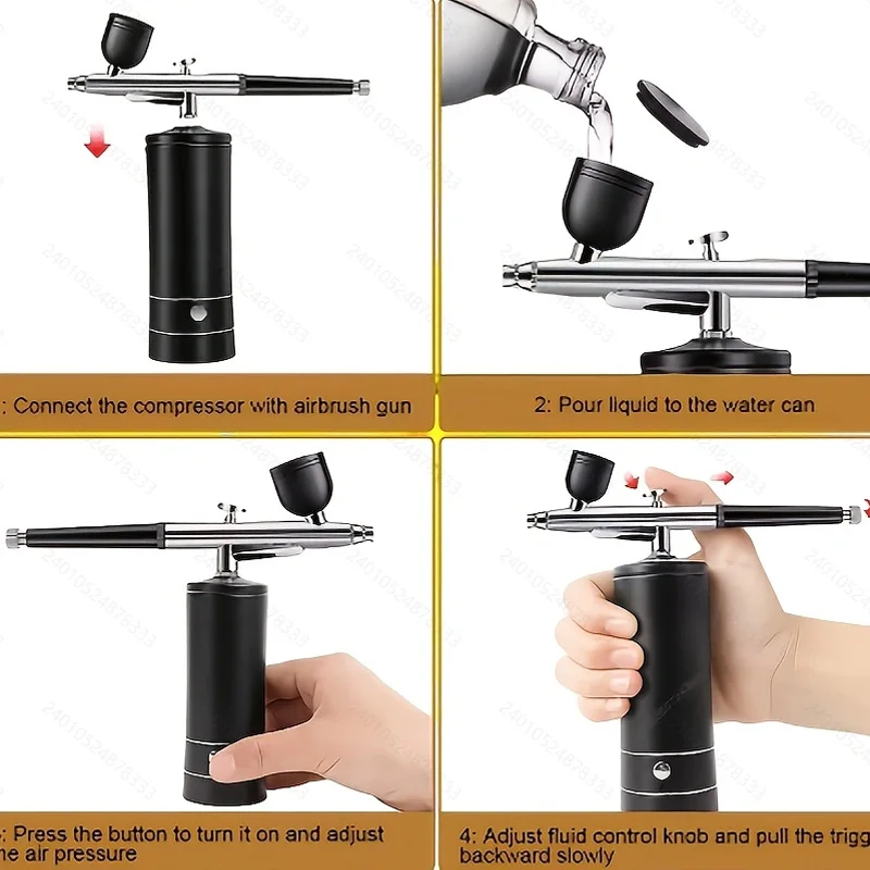 ปืนฉีดไฟฟ้าพร้อมคอมเพรสเซอร์สําหรับเพ้นท์เล็บ สักระบายสี โมเดลรถ สัมผัสกราฟฟิตี ปากกาสเปรย์อเนกประสงค์