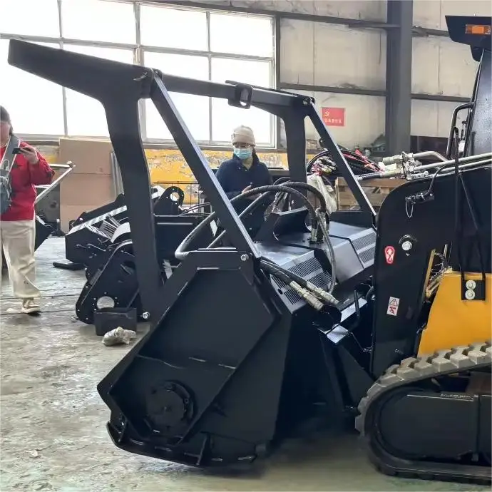 Tonlita Brush Cutter Skid Steer Loaders Forestry Mower Mulcher Attachments Stump Grinder Drum Mulcher for Skid Steer