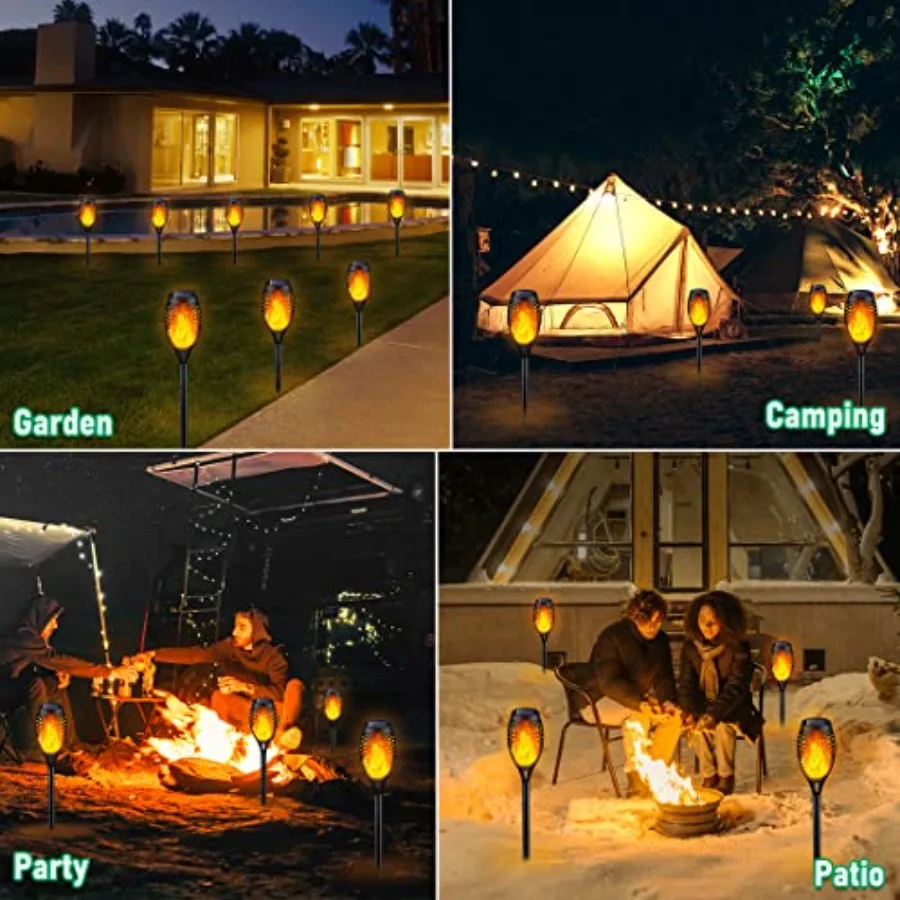 Solar Torch Light with Flickering Flame for Halloween Decorations Solar Lights Outdoor for Halloween Decor, Waterproof Solar Ga