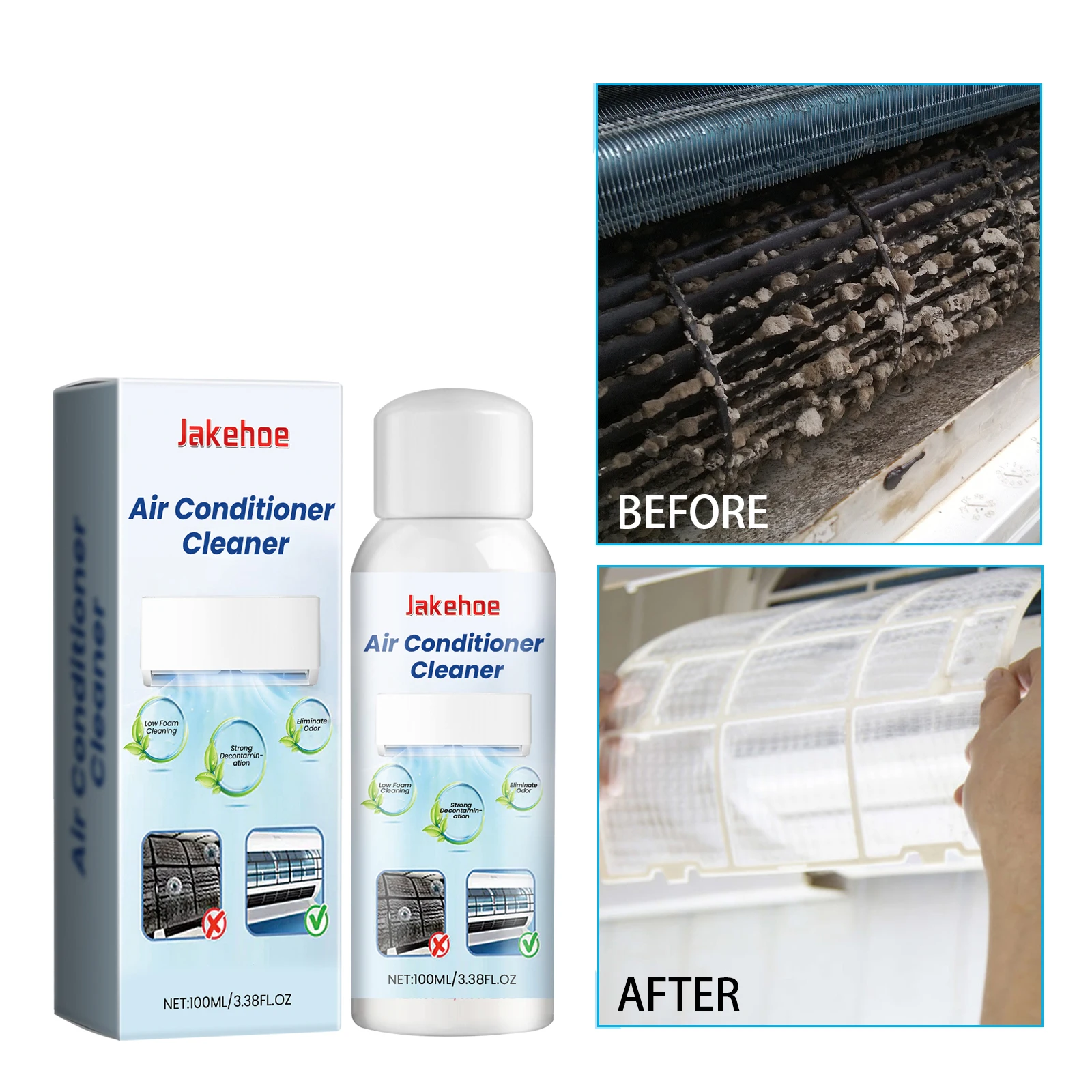 Spray Limpiador de Aire Acondicionado de 100 ml, Elimina la Suciedad Persistente, Refresca el Aire, Elimina el Mal Olor, Bruma Limpiadora para Aire Acondicionado