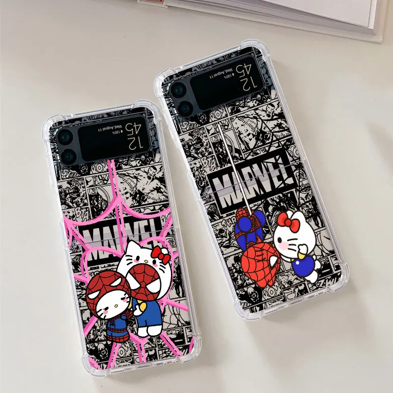 Marvel Cute Spidermans Phone Case for Samsung Galaxy zflip Z Flip 4 Z Flip5 Z Flip 3 5G ZFlip3 Clear Soft Air Cover