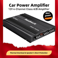 SK-790.4 Class A/B Car Power Amplifier 12V 4-Channel High Power 7900W Digital Stereo Surround Subwoofer Alloy Audio Player Black