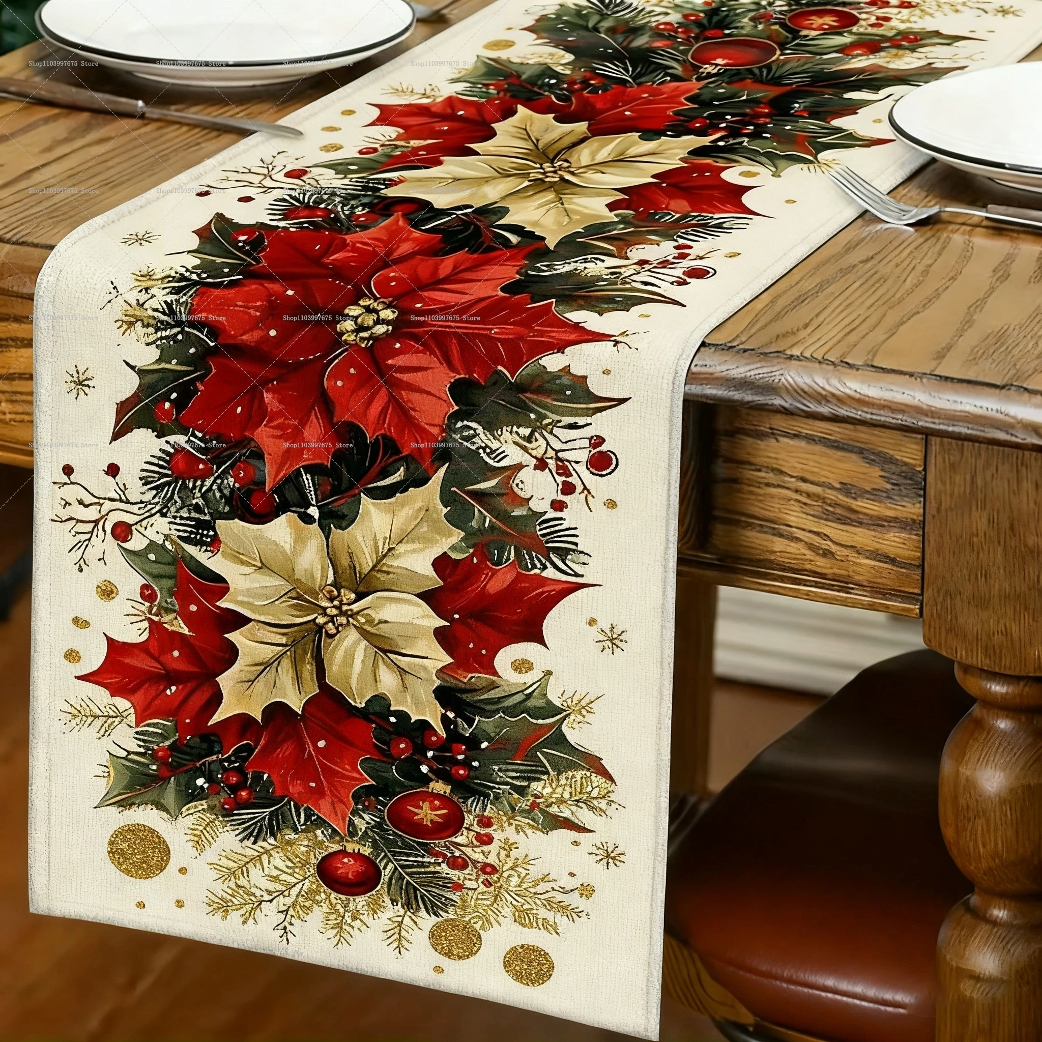 1 قطعة 2D عيد الميلاد الجدول العلم جو احتفالي المنزل عيد الميلاد ديكور حفلات داخلي ديكور مطبخ الجدول عداء للاحتفالات عطلة #1