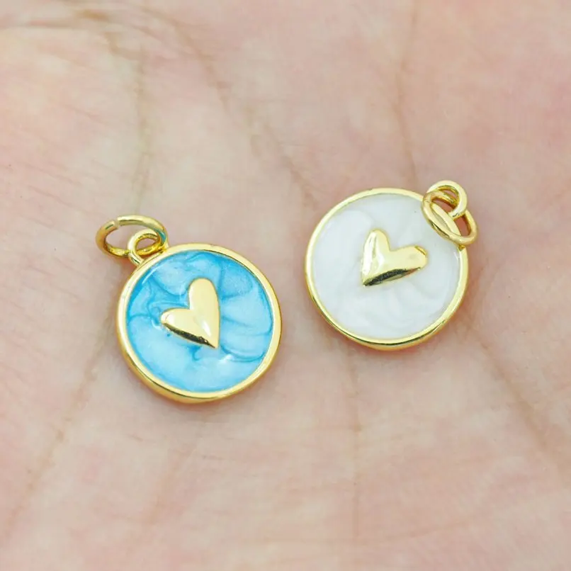 

2Pcs Copper Gold Color Charms Point Coin Shape Pendant Her Enamel Approx 11.6x17.2mm Jewelry Special Gift For Women