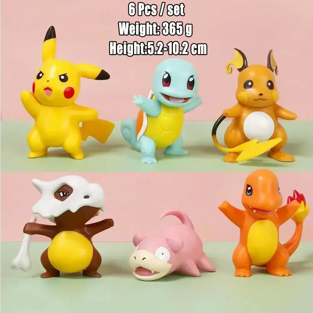 6pcs/set Pokemon Figure Sleeping Anime Pikachu Series Jigglypuff Wigglytuff Action Figure Car Interior Hand Position Toys Gifts