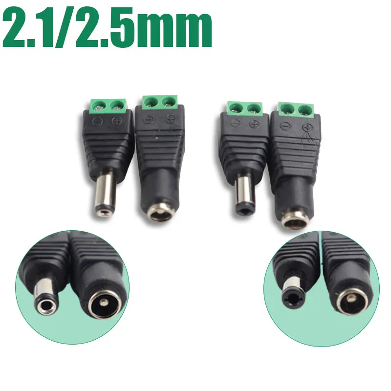 M/Female DC Connector 5.5mm x 2.1/2.5mm Power Plug Adapter Jacks Sockets Connector For CCTV Power Convert LED Strip Light Connec