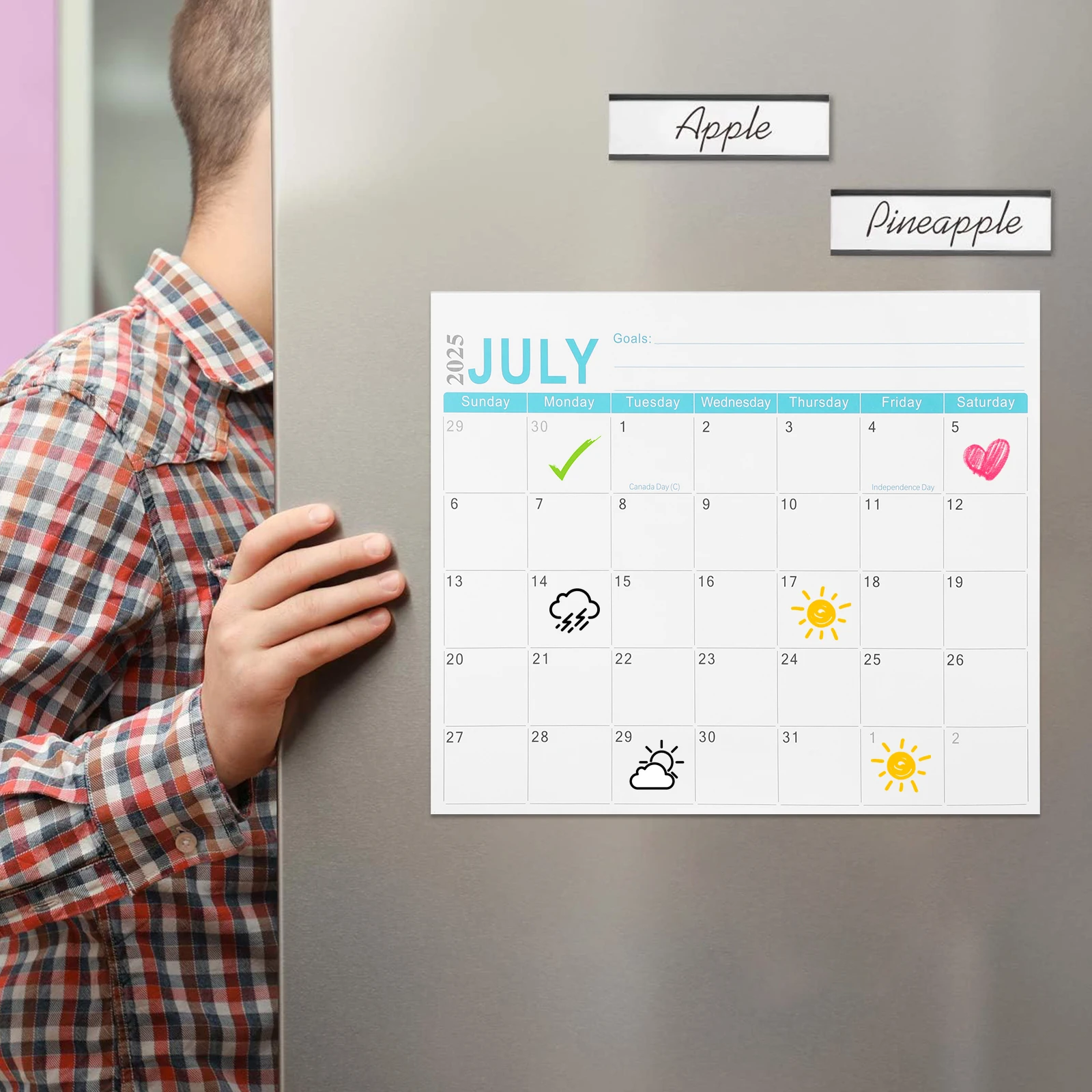 

Magnetic Refrigerator Calendar 2025.7-2026.12 18-Month Fridge Planner Monthly Organizer Schedule Planning