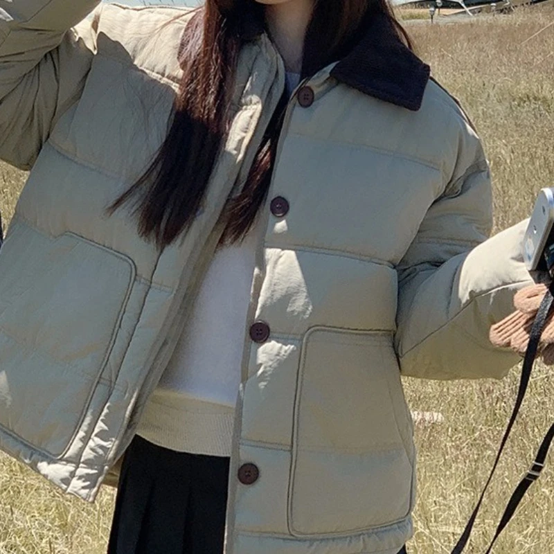 2025 Winter Short Loose Korean Zipper Women's Casual Cotton-padded Jacket