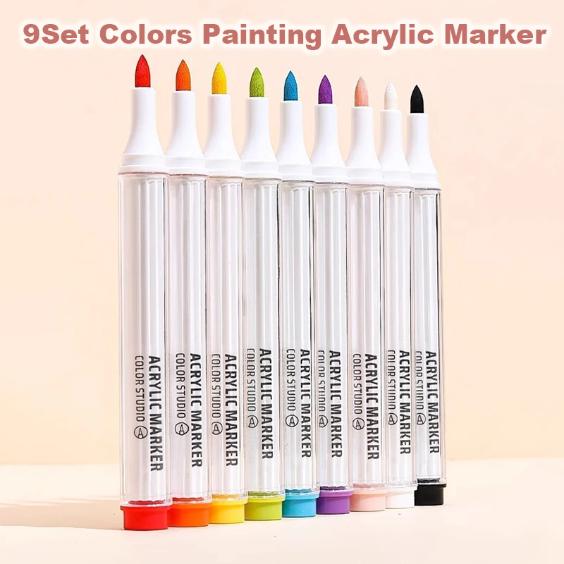 9 pz/set pennarello per vernice acrilica per manga Drawing Graffiti Pens forniture artistiche per cancelleria estetica per ufficio professionale