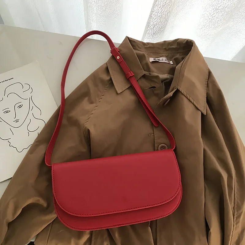 Fashion Red Simple Style Single Shoulder Crossbody Bag Korean Version Women\'s 2024 New Solid Small Square Bag Casual Pop Handbag