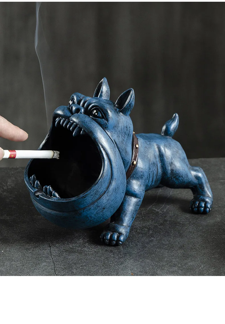 European Cartoon Dog Fighting Household Storage Ashtray Resin Cute Animal Decoration Home Candy Art Car