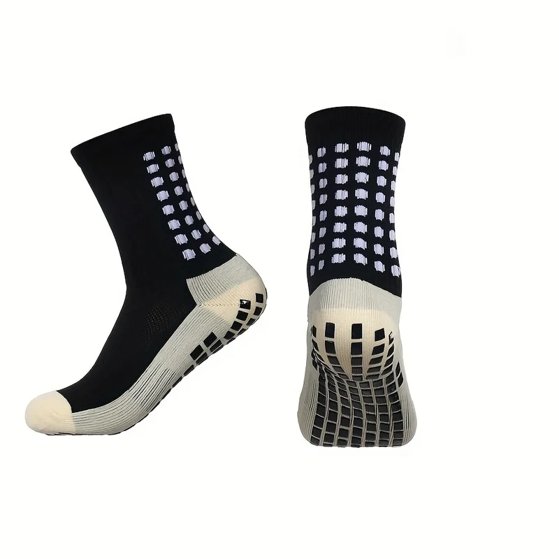 

10/20 Pairs of Men's and Women's Non-Slip Grip Socks - Geometric Pattern Mid-Calf Sports Socks, Suitable for Football,