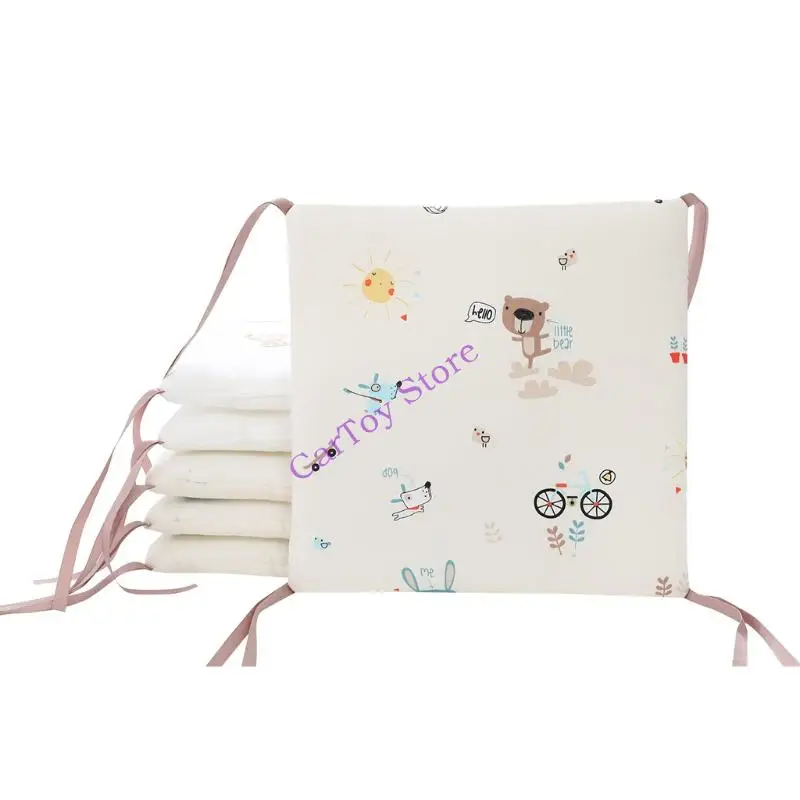 

634F 6 Pcs Baby Soft Cotton Crib Bumper Newborn Bed Cot Protector Pillows Cushion Mat