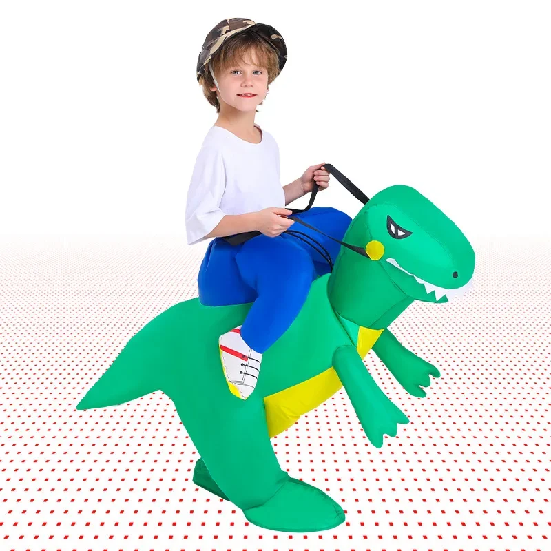 Opblaasbare Groene Dinosaurus Cosplay Kostuum Voor Volwassen Kinderen Jongens Meisjes Kindertuin Optreden Halloween Carnaval Grappige Outfits