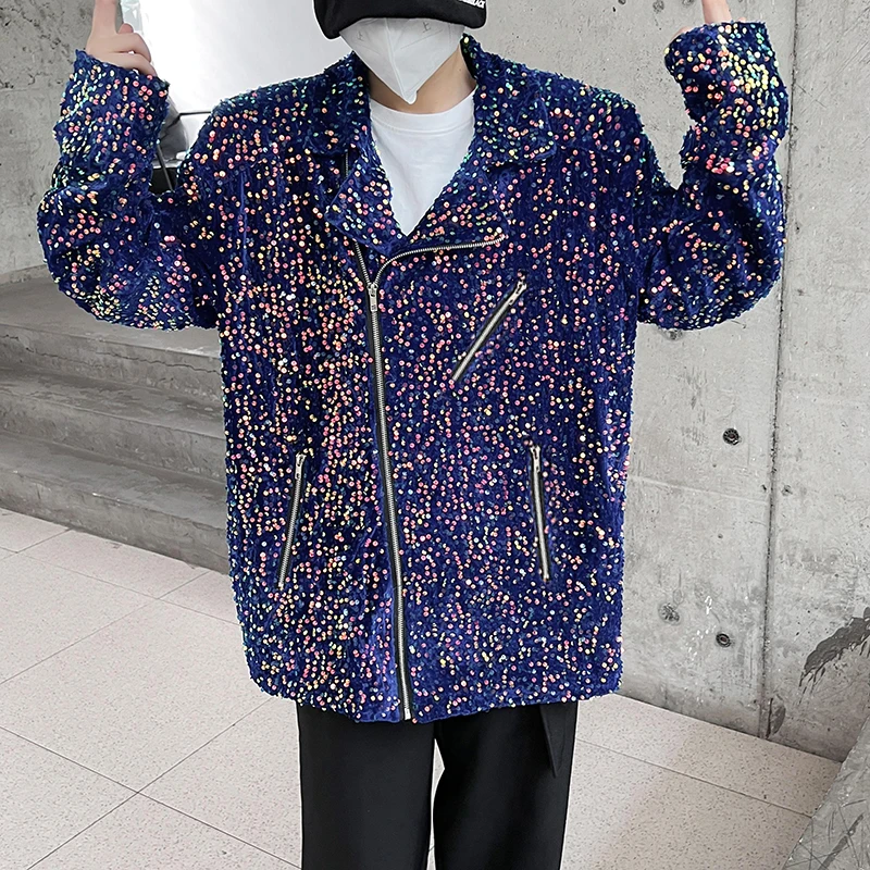 American Fashion Sequin Jacket Adult Casual Coat Role Play Wedding Party Gown Singer Stage Performance Costume