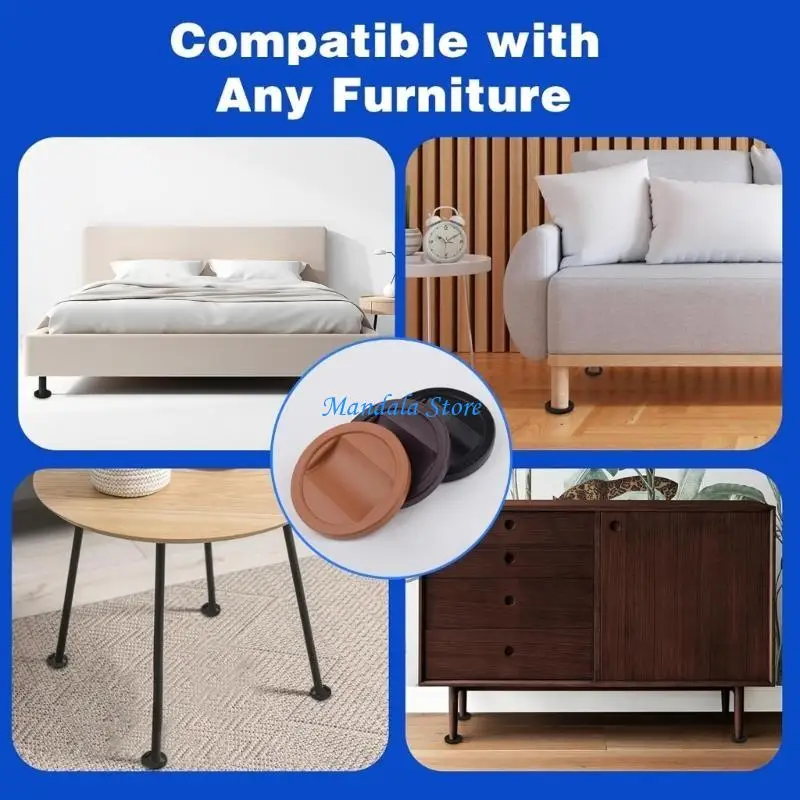 U2JC 4Pcs Furniture Wheel Stopper Rubber Caster Cups Bed Stoppers Furniture Floor Protectors Nonslip Fixed Chair Foot Pad