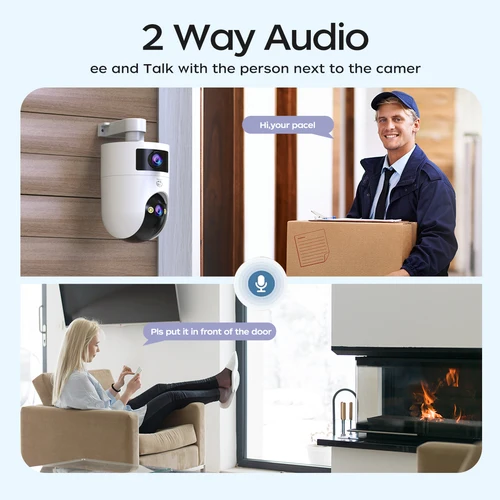 Imagen 2 del producto JOOAN 4K cámara de vigilancia WiFi para exteriores lente Dual externa 5G Wifi cámaras IP seguimiento automático cámara PTZ de seguridad CCTV Audio Video