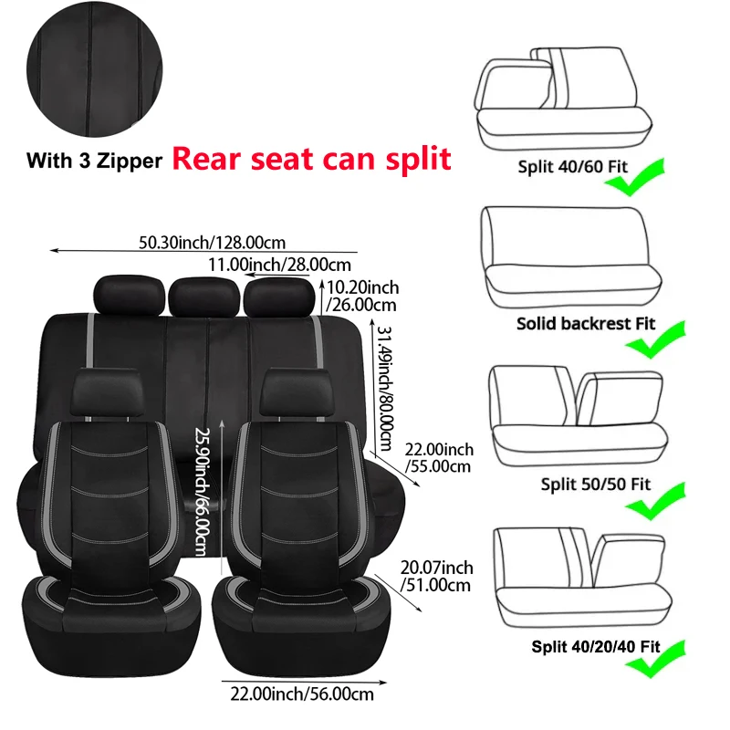 AUTO PLUS Car Seat Covers Artificial Leather With Bright PVC Sheet With 3 Zipper Car Accessories Interior Seat Cushion Protector